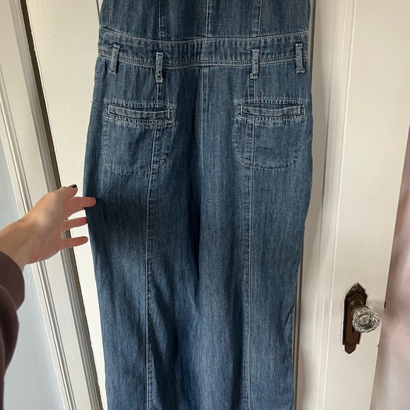 Anthropologie denim cropped wide leg jumpsuit size 0 - Picture 4 of 11